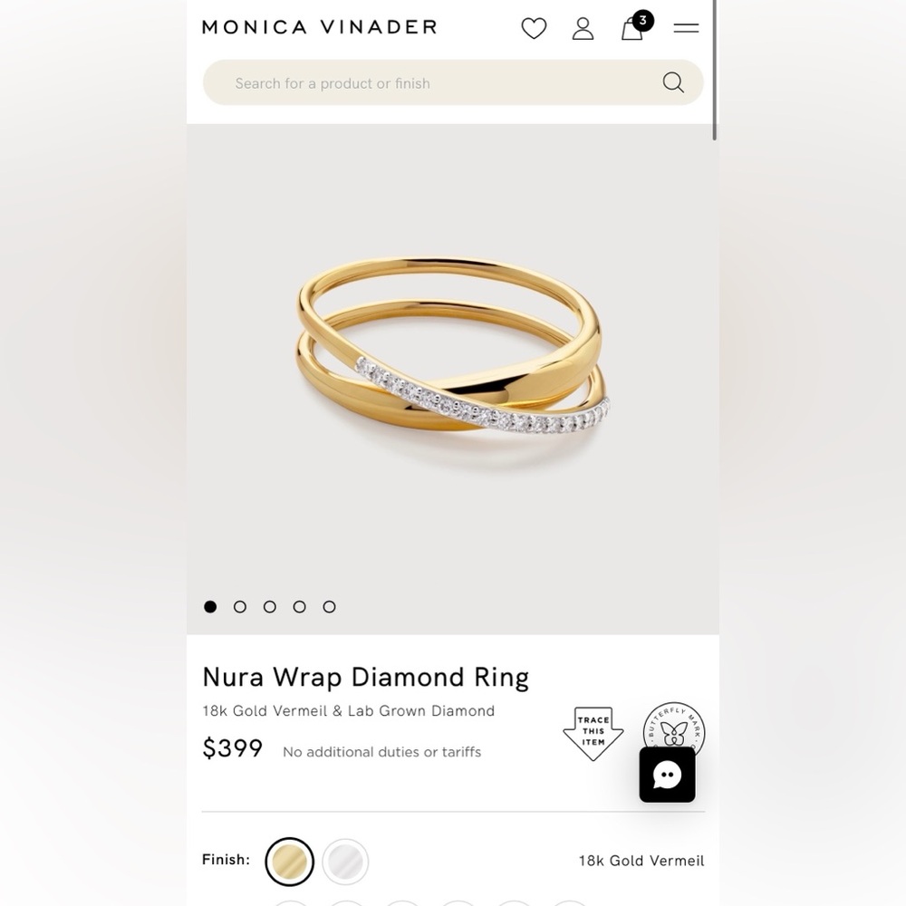 MONICA VINADER Nura Wrap 18k Gold Vermeil & Diamond Ring